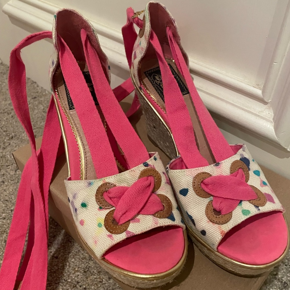 Sperry Topsider Espadrille Wedge Heel Ballet Tie Shoes